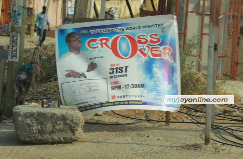 Huge billboards proclaim cross over church services  