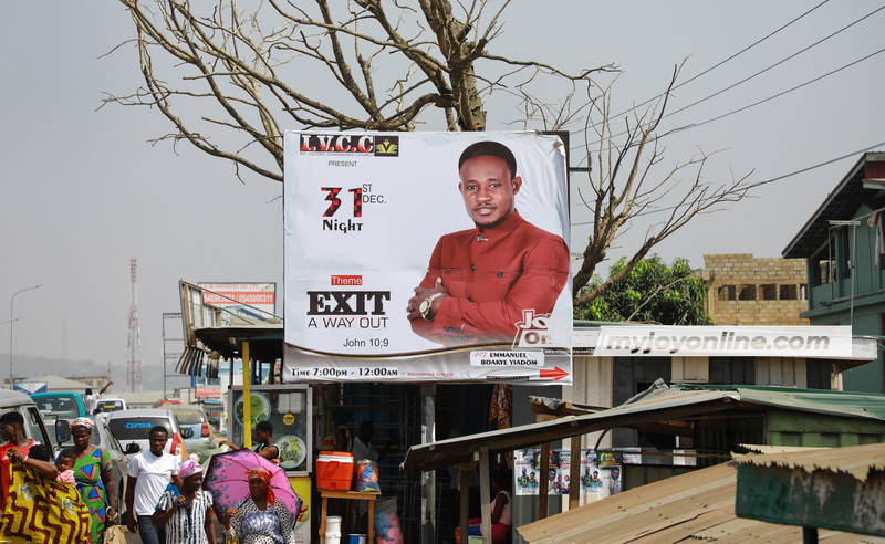 Huge billboards proclaim cross over church services  