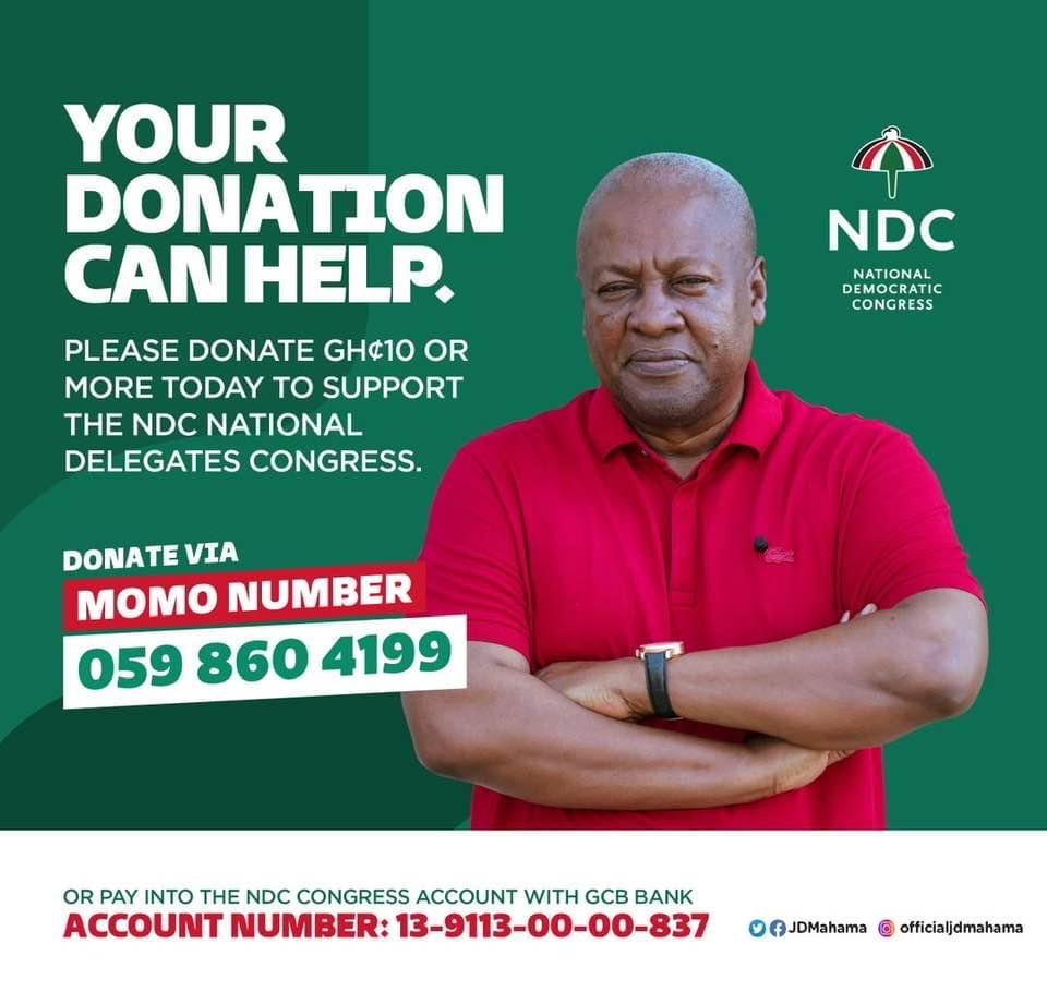 Mahama appeals for ¢10 to support NDC congress