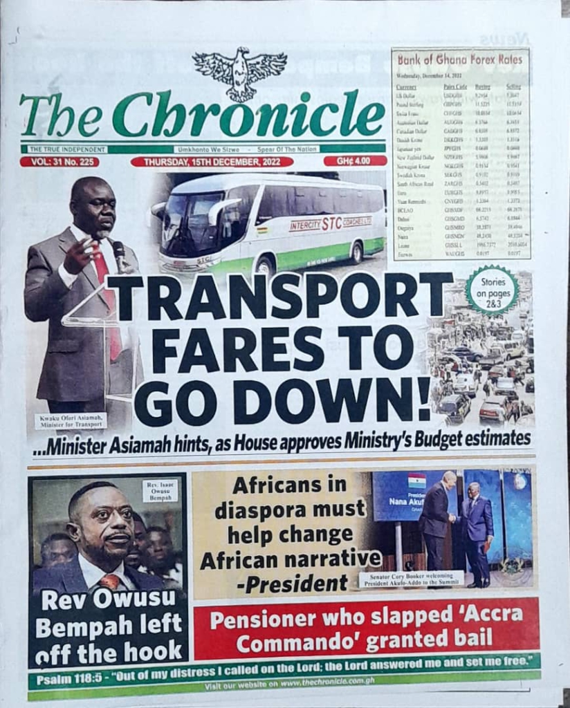 Today’s front pages: Thursday, December December 15, 2022 Today’s front pages: Thursday, December December 15, 2022