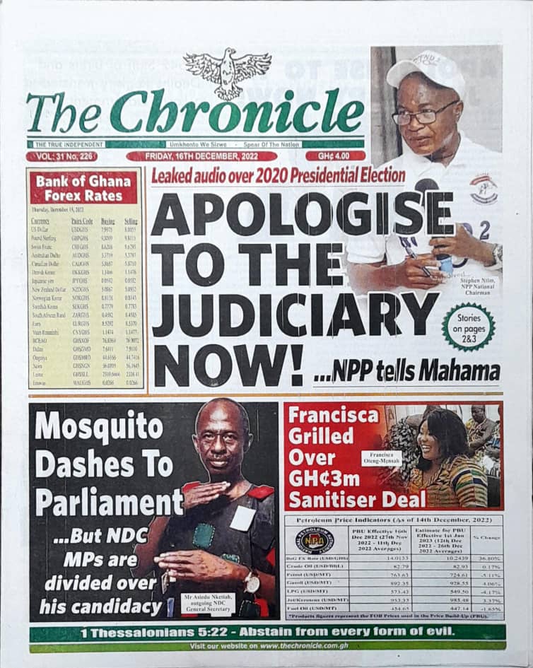 Today’s front pages: Friday, December 16, 2022 Today’s front pages: Friday, December 16, 2022