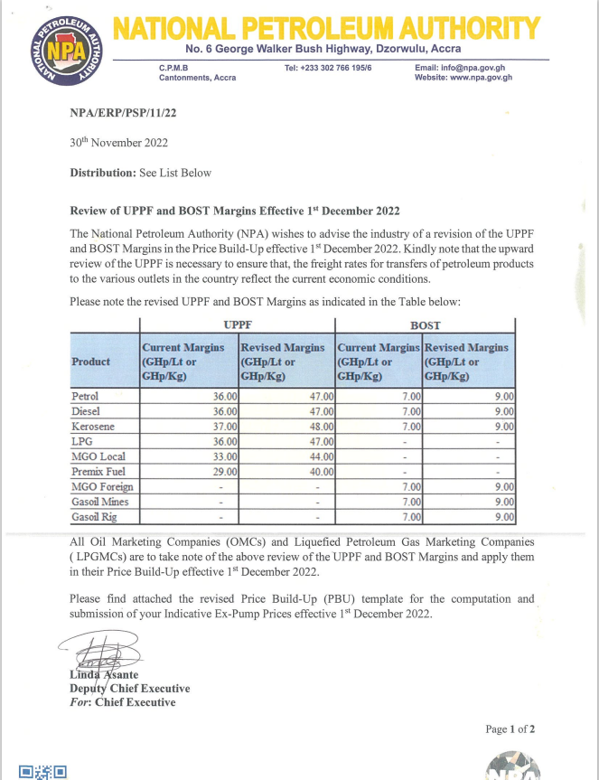 NPA increases UPPF, BOST margins on fuel