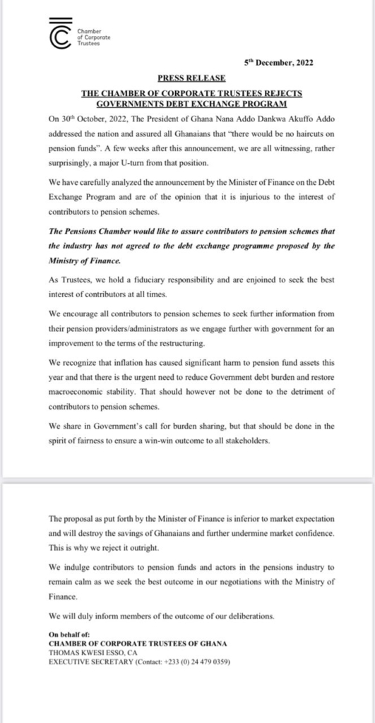 'It is injurious to pension contributors' - Chamber of Corporate Trustees reject Debt Exchange programme 'It is injurious to pension contributors' - Chamber of Corporate Trustees reject Debt Exchange programme