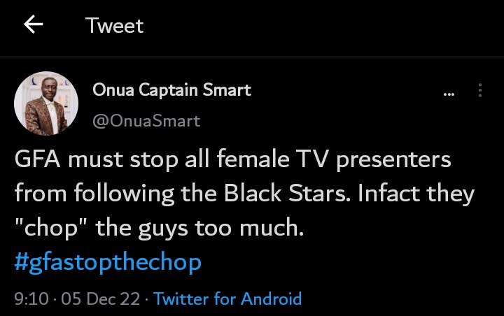 Apologise for your 'unsavory' comments against female sports presenters - GJA tells Captain Smart
