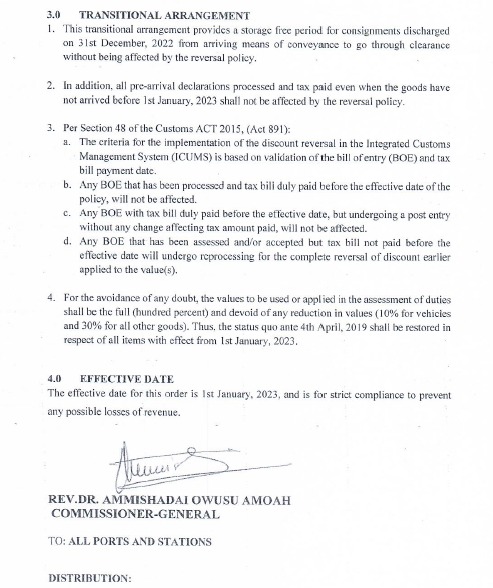 GRA announces complete reversal of benchmark discount policy on goods, vehicles from January 1, 2023 GRA announces complete reversal of benchmark discount policy on goods, vehicles from January 1, 2023