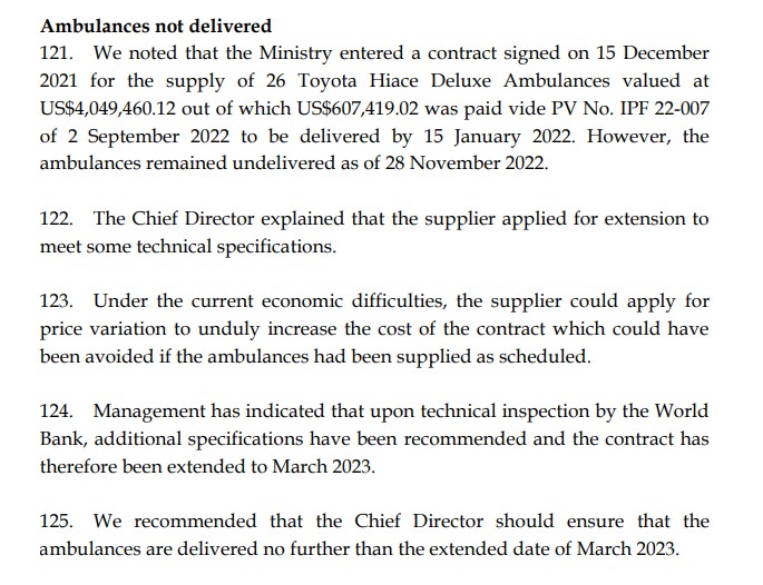 COVID-19: 26 ambulances bought for $4m yet to be supplied – Auditor-General’s Report COVID-19: 26 ambulances bought for $4m yet to be supplied – Auditor-General’s Report