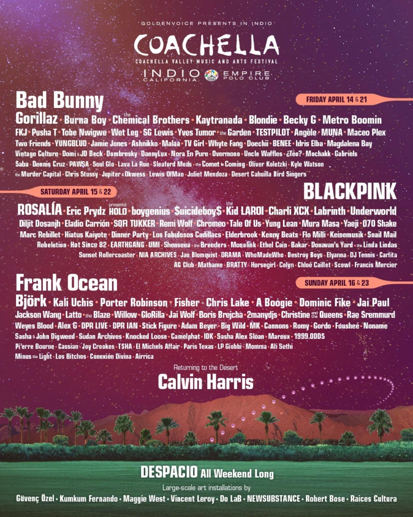 Coachella 2023: Bad Bunny, Blackpink, Frank Ocean to headline festival, Burna Boy, others feature
