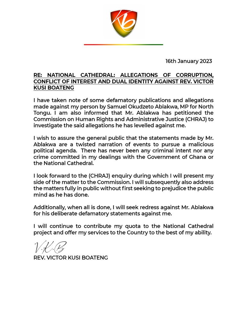 National Cathedral: Ablakwa got it twisted - Rev Victor Kusi Boateng
