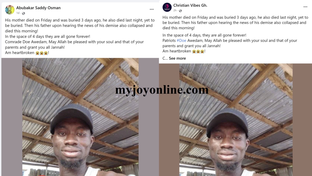 Shock as couple and their son die within 3-day interval at Ejura Shock as couple and their son die within 3-day interval at Ejura