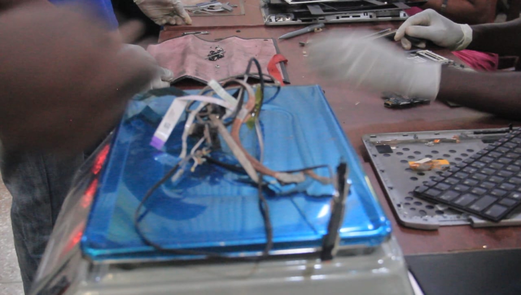 Technicians trained in proper disposal of electronic waste