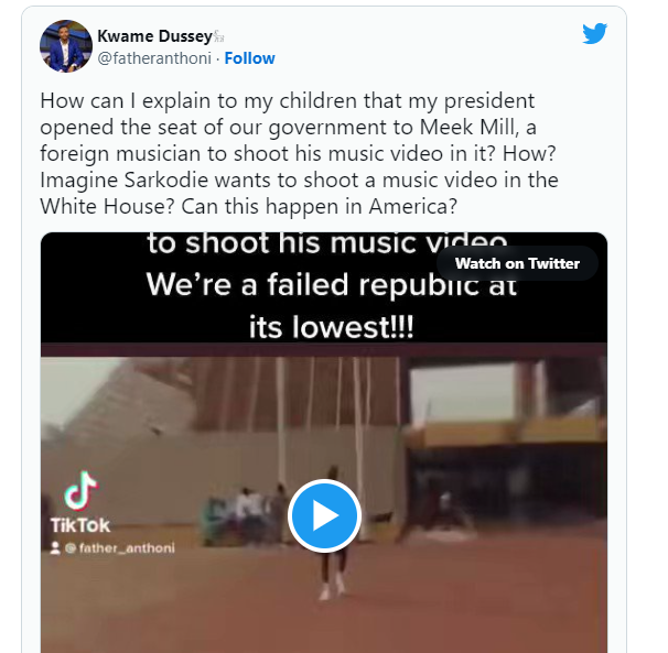 Ghanaians condemn Meek Mill’s video shoot at Jubilee House