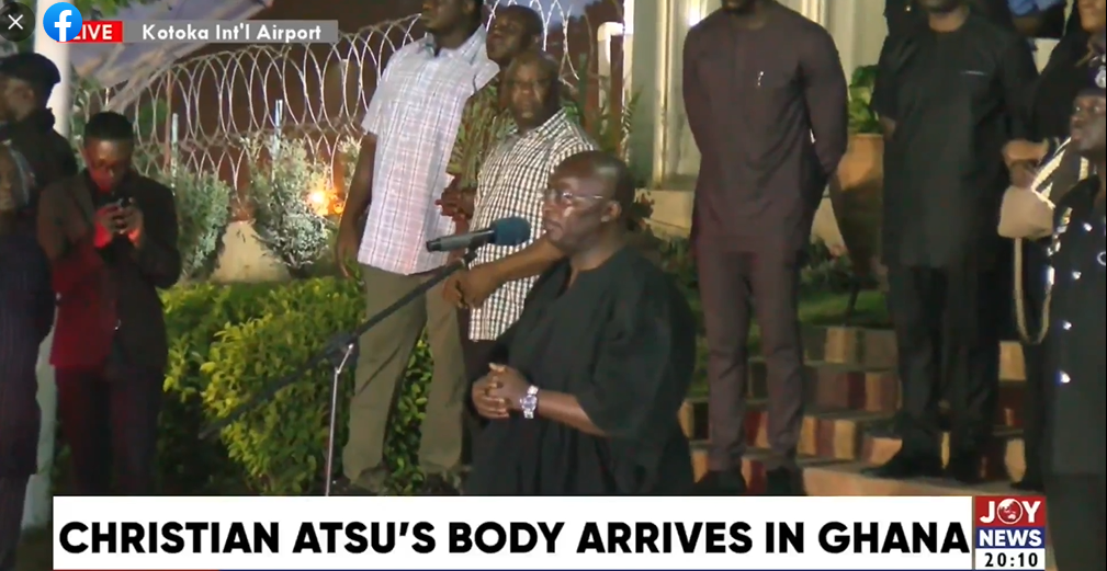 Photos: When Christian Atsu's remains arrived in Ghana