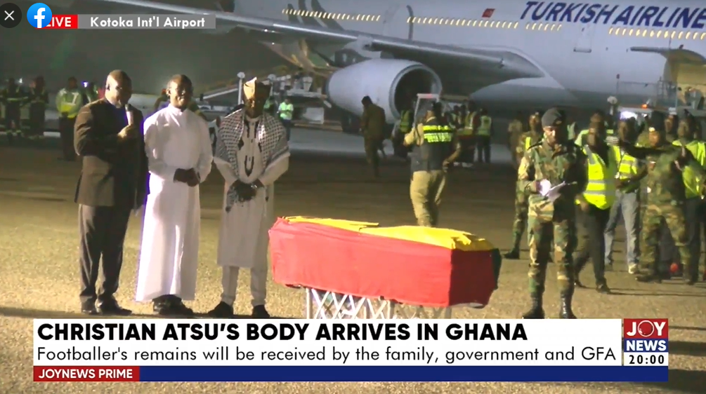 Photos: When Christian Atsu's remains arrived in Ghana