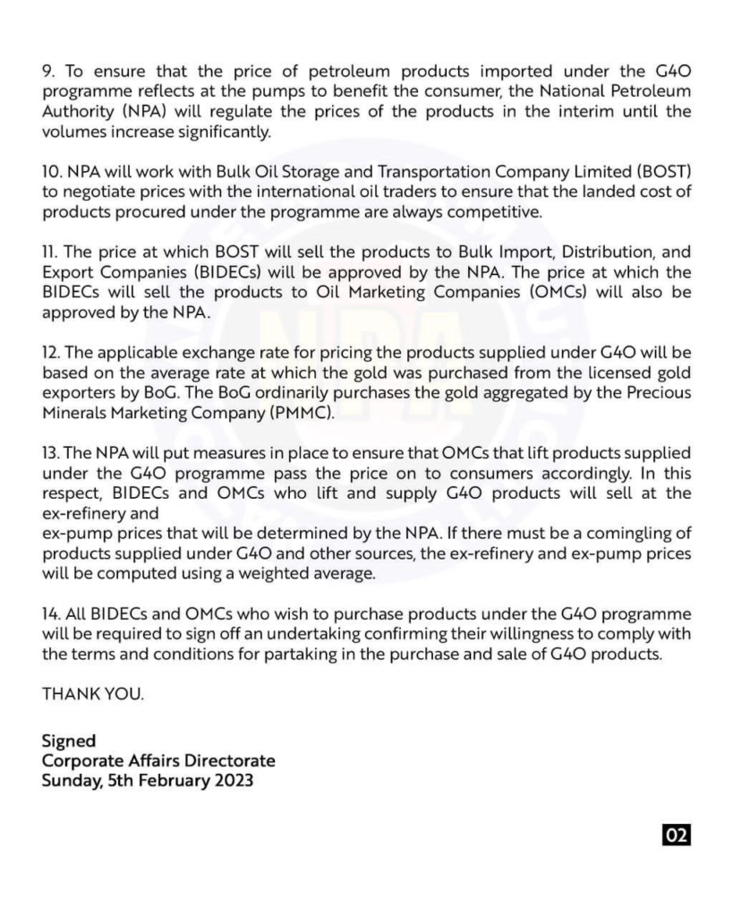 Gold for oil deal will tackle occasional fuel price increases - NPA Gold for oil deal will tackle occasional fuel price increases - NPA