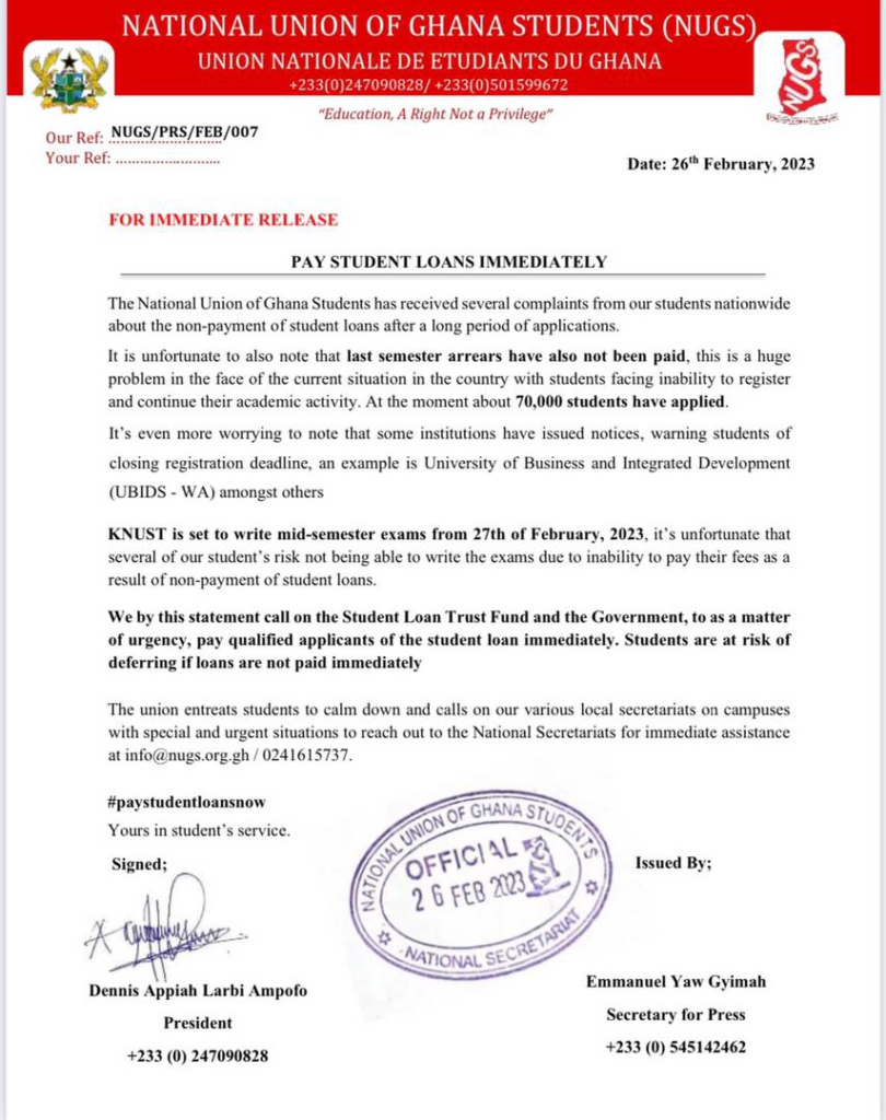 Delayed disbursement of student loan causing anxiety - NUGS tells SLTF Delayed disbursement of student loan causing anxiety - NUGS tells SLTF
