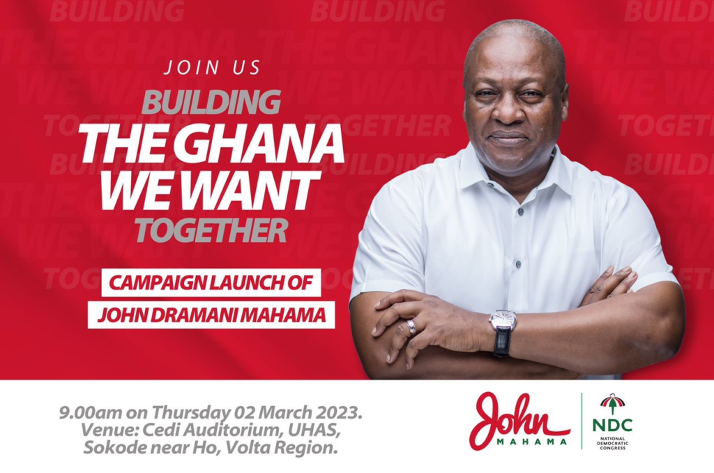 Mahama to launch 2024 flagbearer campaign in Ho on March 2