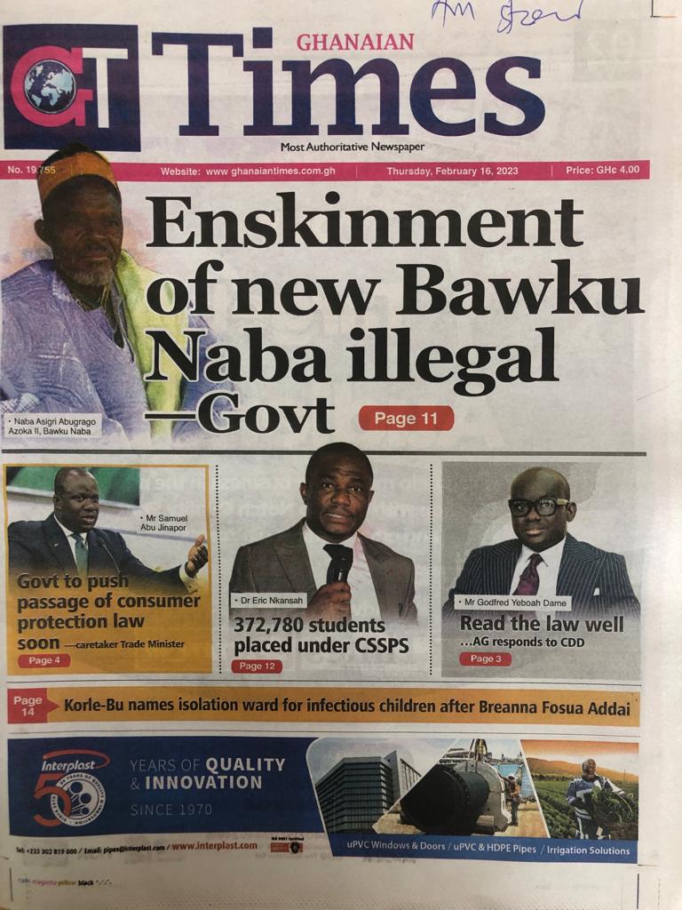 Today's front pages: Thursday, February 16, 2023 Today's front pages: Thursday, February 16, 2023
