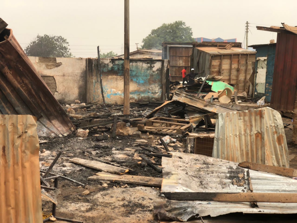 Fire destroys wooden structures at Spintex