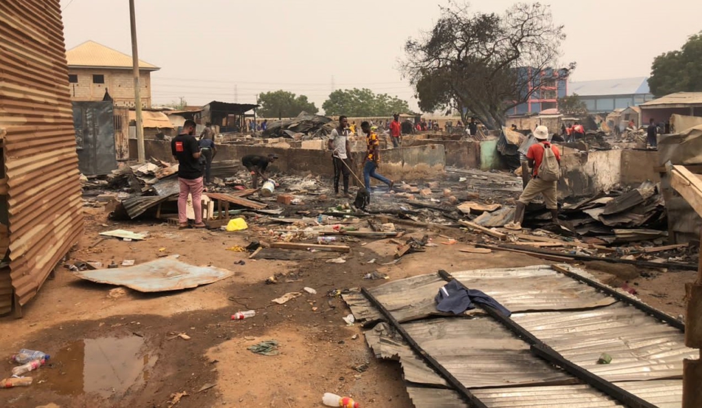 Fire destroys wooden structures at Spintex Fire destroys wooden structures at Spintex