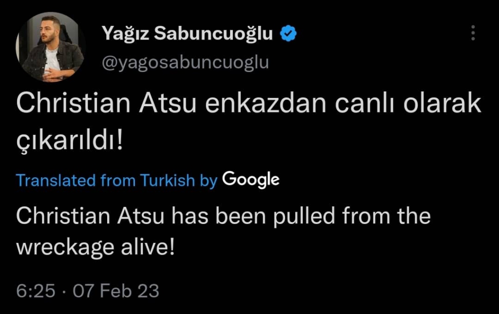 Turkey earthquakes: Christian Atsu found - Turkish media confirm