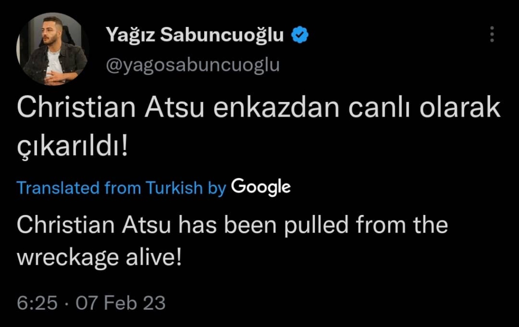 Turkey earthquakes: Christian Atsu found - Turkish media confirm Turkey earthquakes: Christian Atsu found - Turkish media confirm