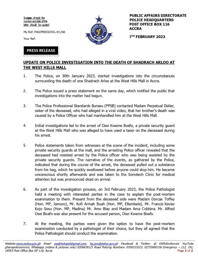 Shadrach Arloo: Pathologist labels asphyxiation, obstruction of airway by foreign body as cause of death Shadrach Arloo: Pathologist labels asphyxiation, obstruction of airway by foreign body as cause of death