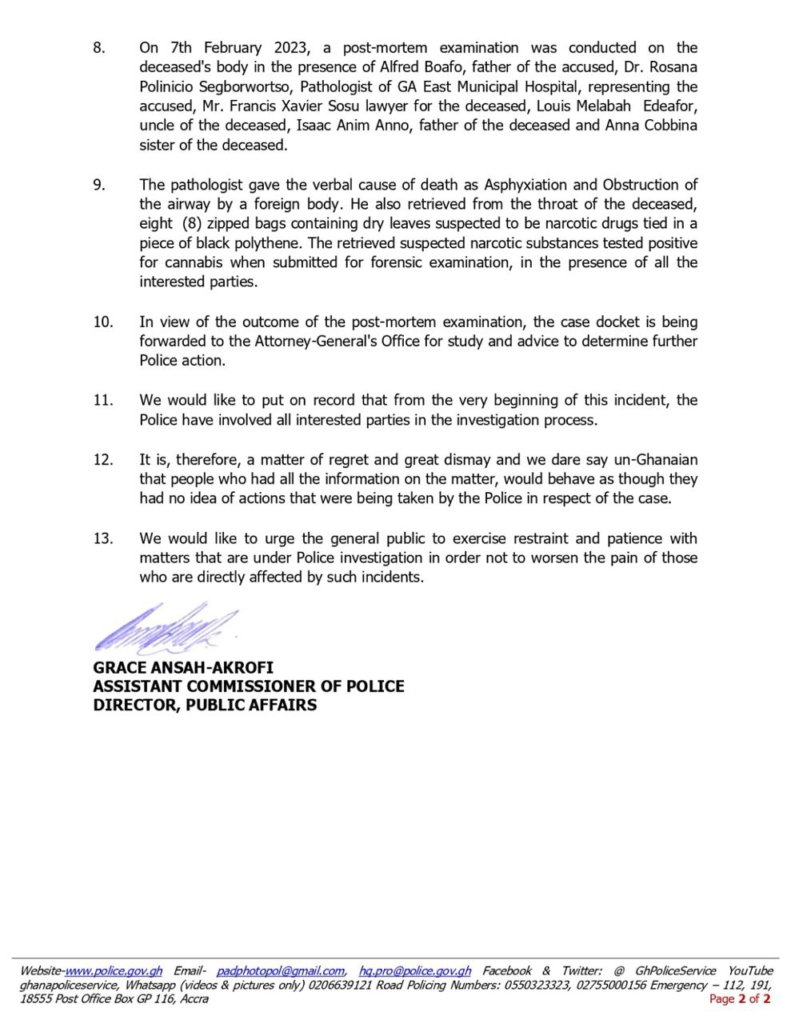 Shadrach Arloo: Pathologist labels asphyxiation, obstruction of airway by foreign body as cause of death Shadrach Arloo: Pathologist labels asphyxiation, obstruction of airway by foreign body as cause of death