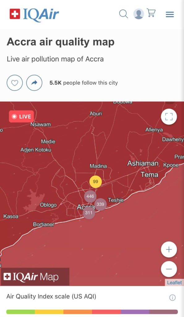 Accra's air quality reaches hazardous levels