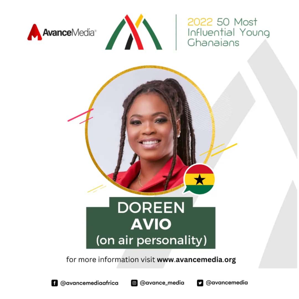 I'm honoured - Doreen Avio on making the 2022 Top 50 Most Influential Young Ghanaians list I'm honoured - Doreen Avio on making the 2022 Top 50 Most Influential Young Ghanaians list