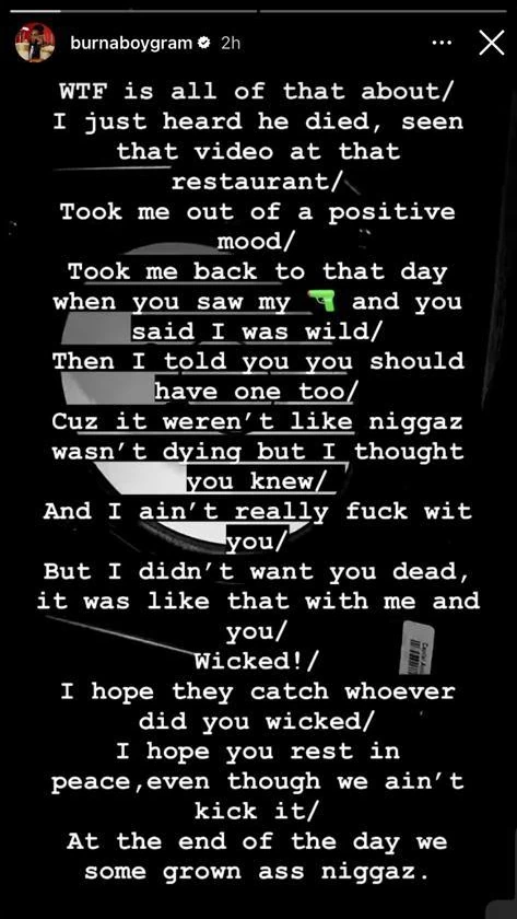 Burna Boy reacts to AKA's death