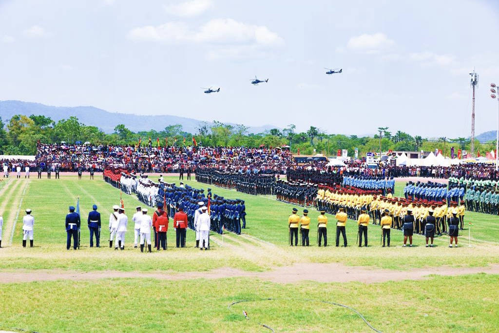 Police display newly acquired helicopters at Independence Celebration in Ho