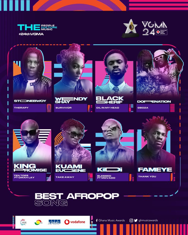 Nominees for 2024 Vodafone Ghana Music Awards