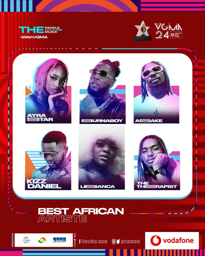 Nominees for 2023 Vodafone Ghana Music Awards