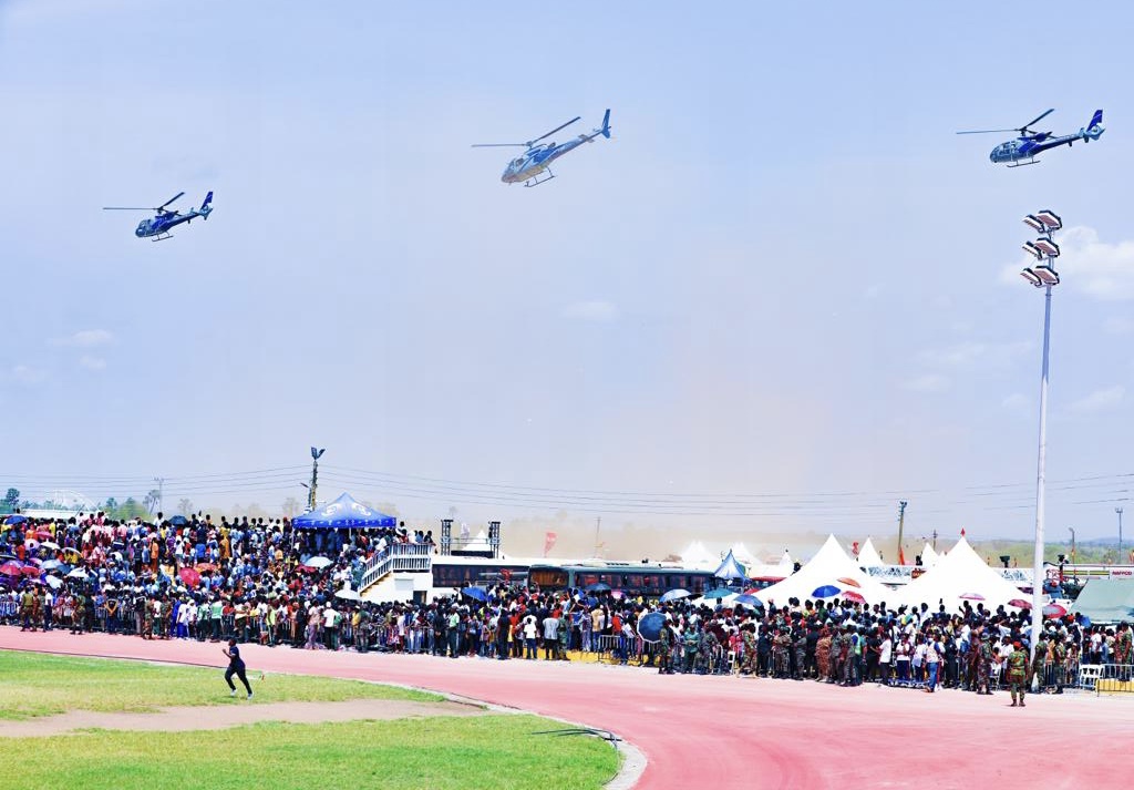 Police display newly acquired helicopters at Independence Celebration in Ho