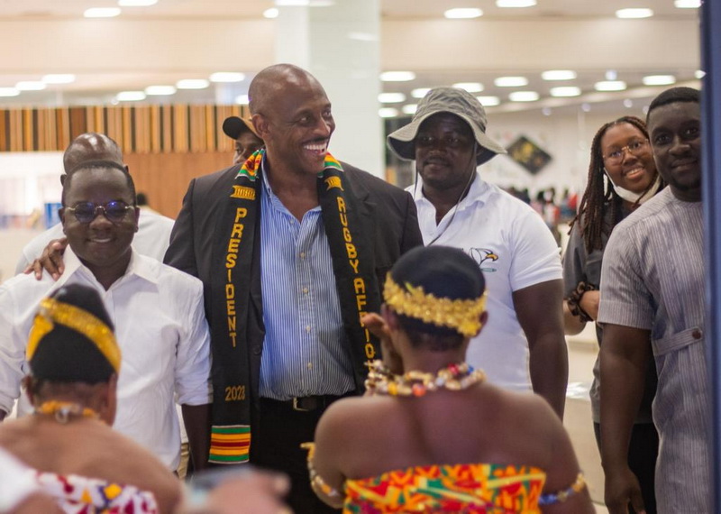 Photos: Newly-elected Rugby Africa President Herbert Mensah returns home