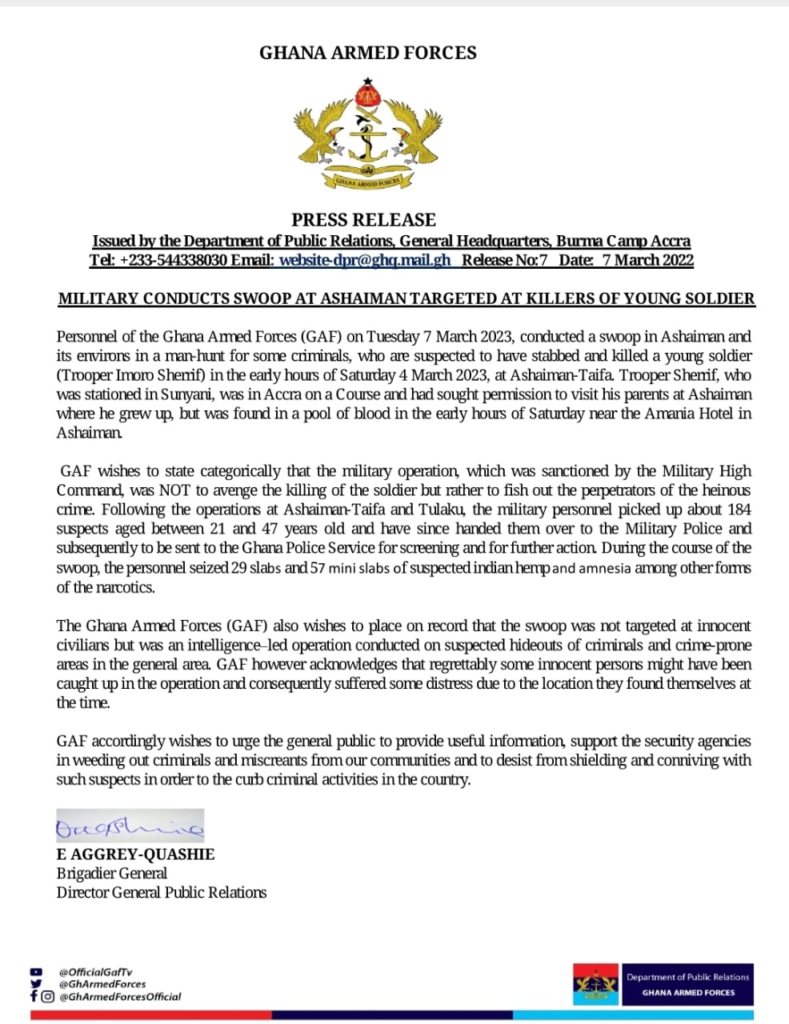 Ashaiman military brutality: Our operation was not for vengeance - GAF Ashaiman military brutality: Our operation was not for vengeance - GAF