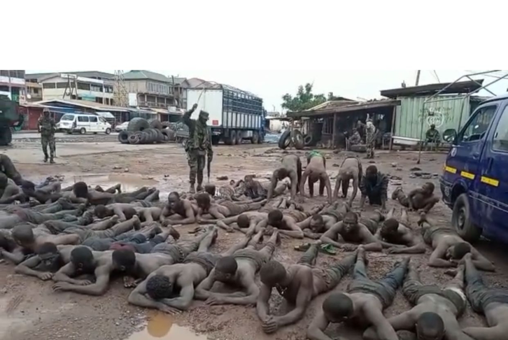 Ashaiman invasion: We have been commended for ridding town of criminals - DG of Armed Forces Public Affairs Victims of the military brutalities in Ashaiman herded together, beaten and forced to roll and exercise in mud.