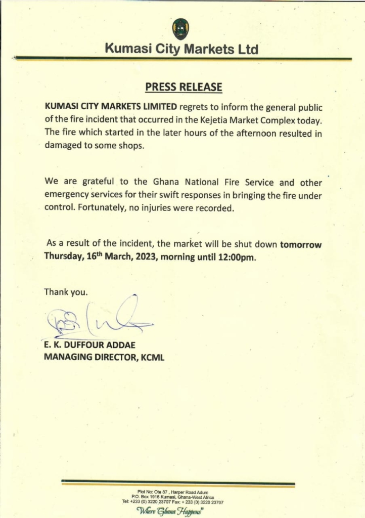 Kejetia market shut down after fire outbreak Kejetia market shut down after fire outbreak