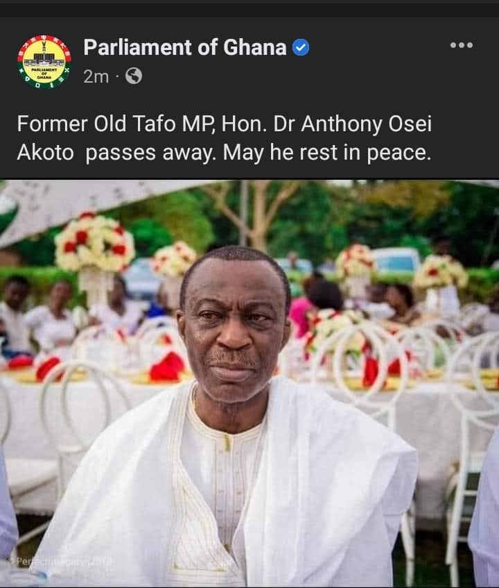 Former Minister for Monitoring and Evaluation, Dr Akoto Osei dies aged 64 Former Minister for Monitoring and Evaluation, Dr Akoto Osei dies aged 64