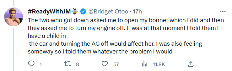 Bridget Otoo's horrifying story of how her car was nearly snatched on Tema motorway Bridget Otoo's horrifying story of how her car was nearly snatched on Tema motorway