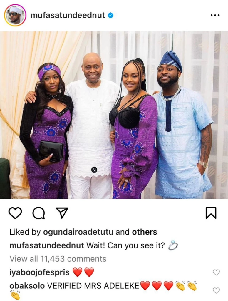 Davido confirms he's married to Chioma