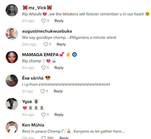Social media users react to TikToker Ahoufe's death Social media users react to TikToker Ahoufe's death
