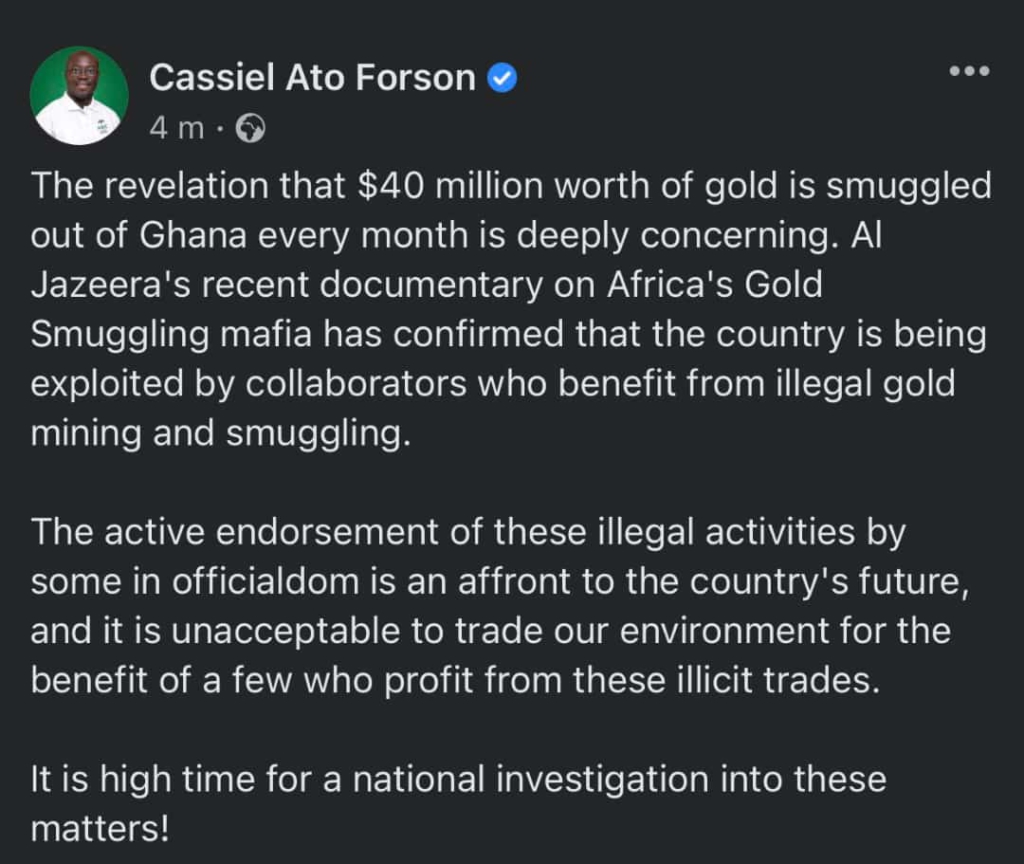 Al Jazeera’s Gold Mafia needs a national probe - Minority Leader