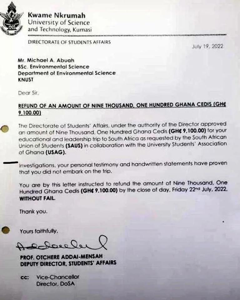 Former KNUST SRC Prez, others acquitted of misappropriation allegations Former KNUST SRC Prez, others acquitted of misappropriation allegations
