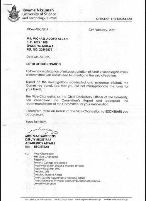 Former KNUST SRC Prez, others acquitted of misappropriation allegations Former KNUST SRC Prez, others acquitted of misappropriation allegations