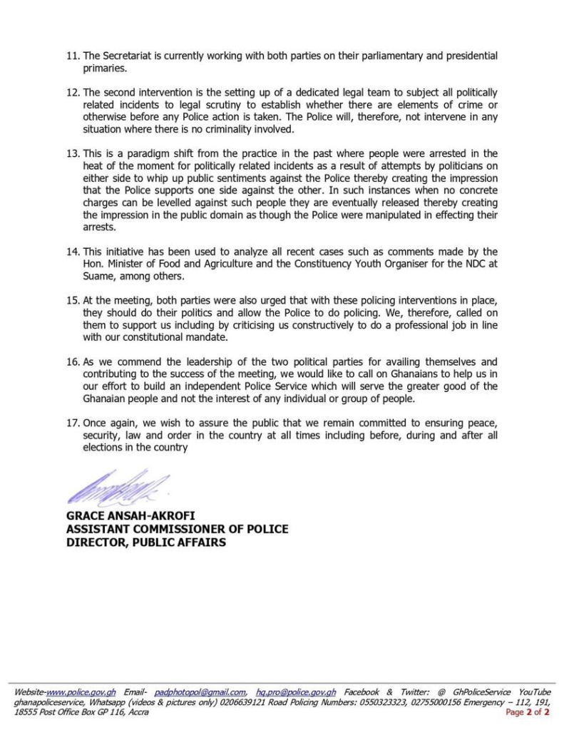 Do your politics and let us handle our policing - Police tells NPP, NDC Do your politics and let us handle our policing - Police tells NPP, NDC