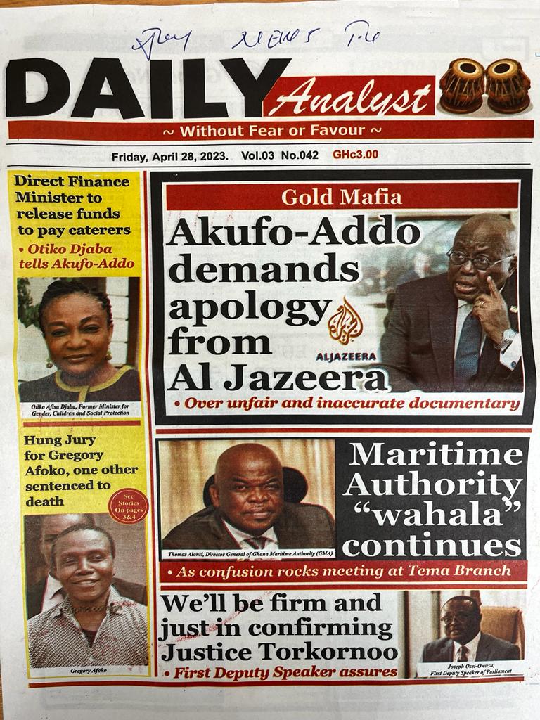 Today's front pages: Friday, April 28, 2023