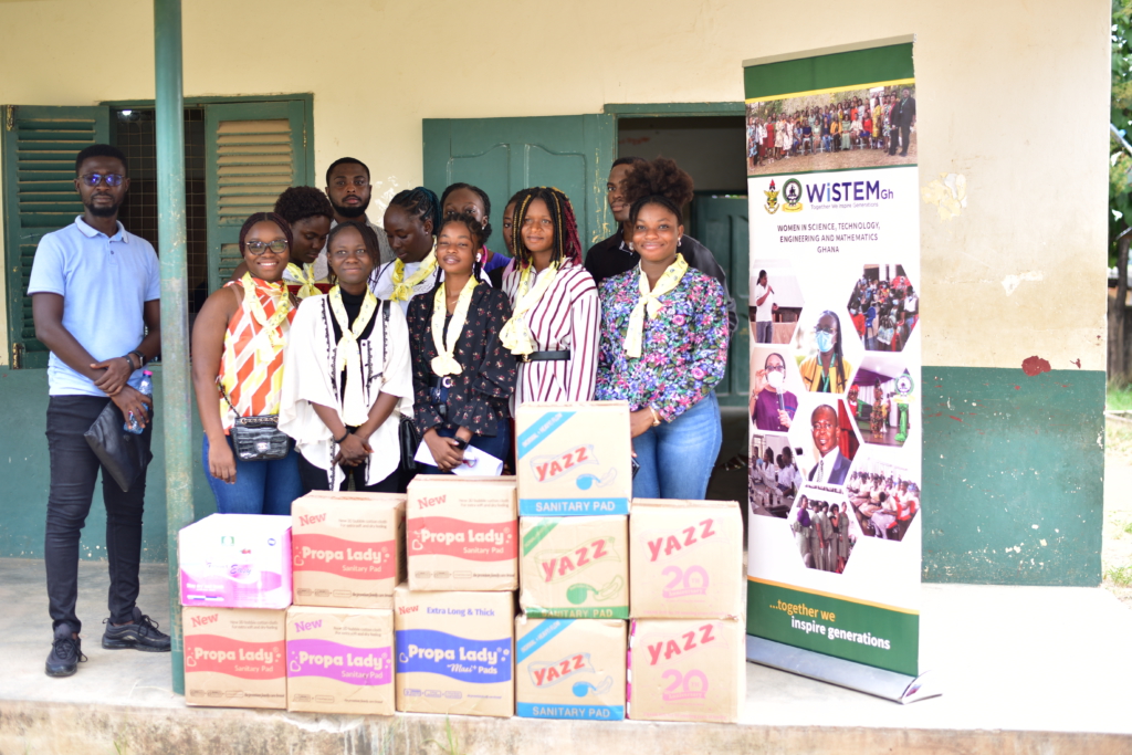 Ayeduase Basic school girls receive free sanitary pads from WiSTEMGH, KNUST Counselling Centre