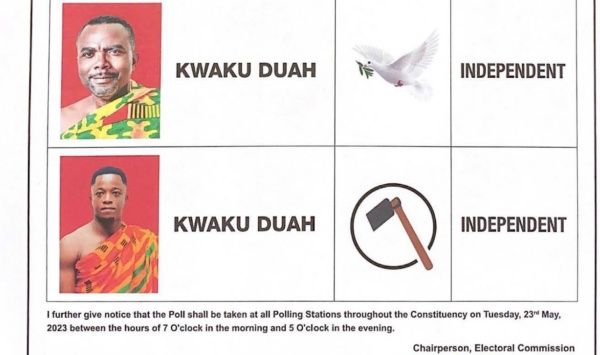 Kumawu by-election: 'Second' Kwaku Duah disappointed in EC's change of symbol