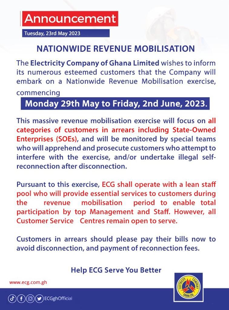 ECG to embark on another nationwide revenue mobilisation exercise